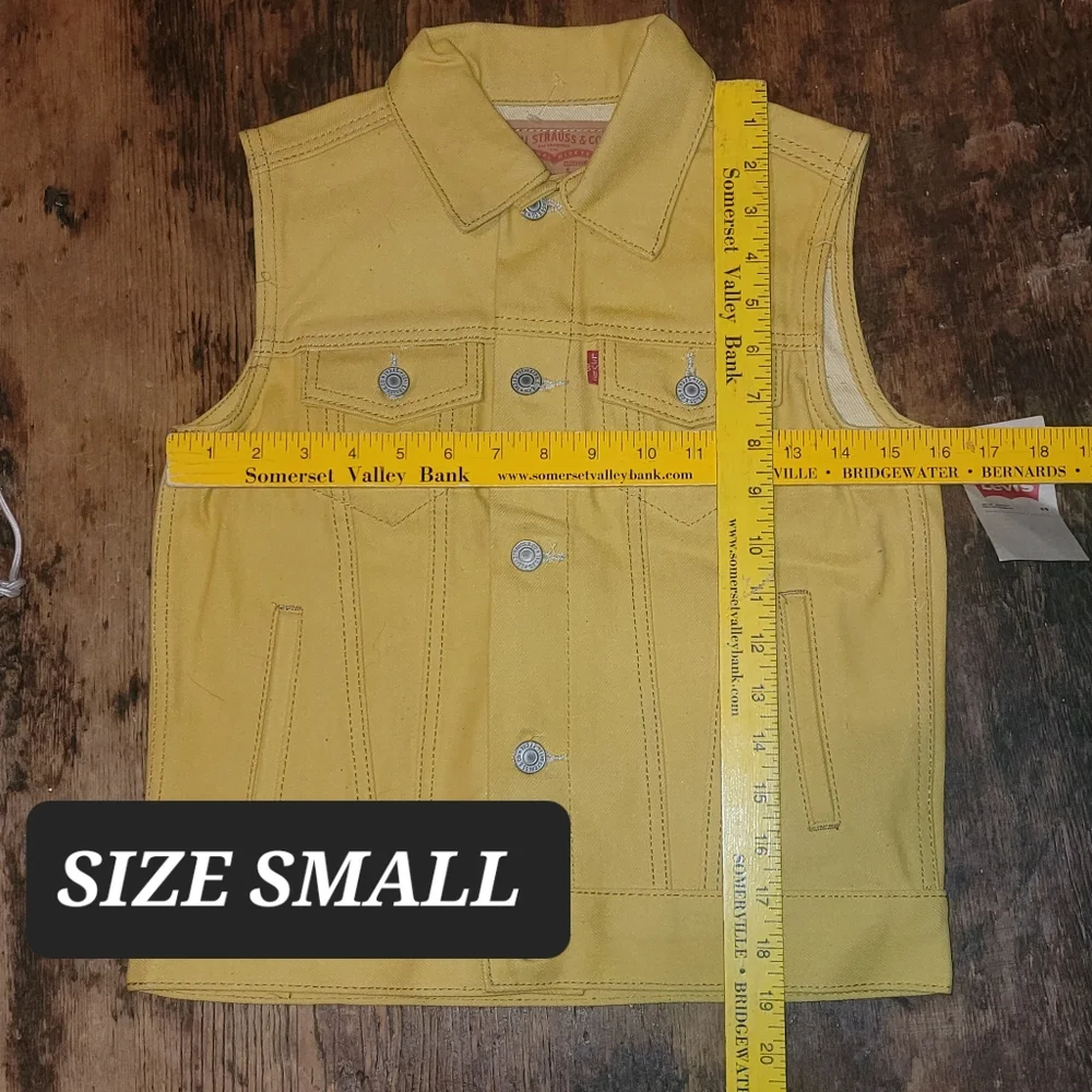 Levis rigid denim brite yellow trucker vest Old Skool Styley Kids Sz